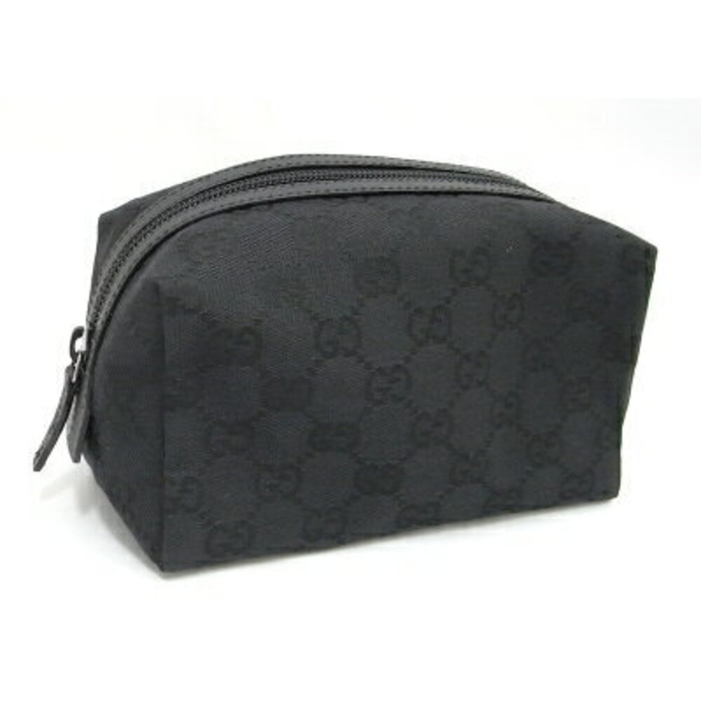 Gucci Cosmetic Case Wallet Makeup GG Canvas Leather Black
